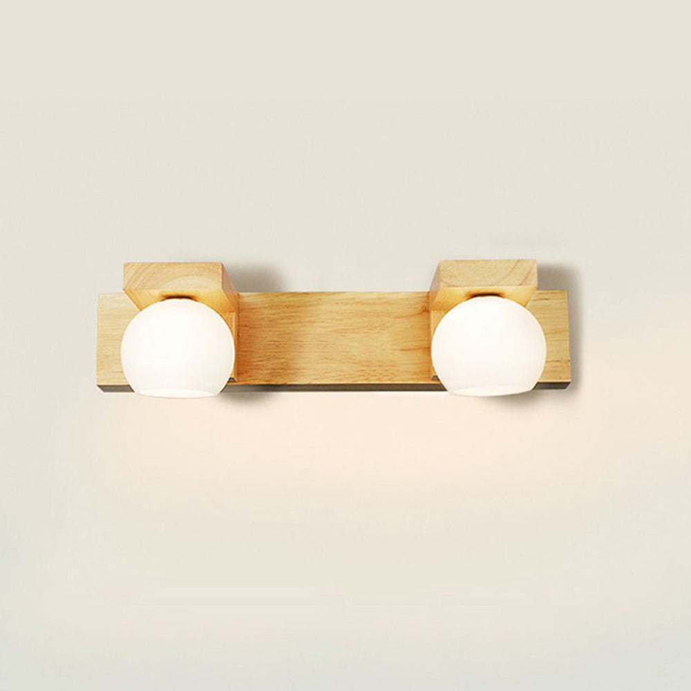 Rectangular Wall Lamp with Wooden & Glass Elegance