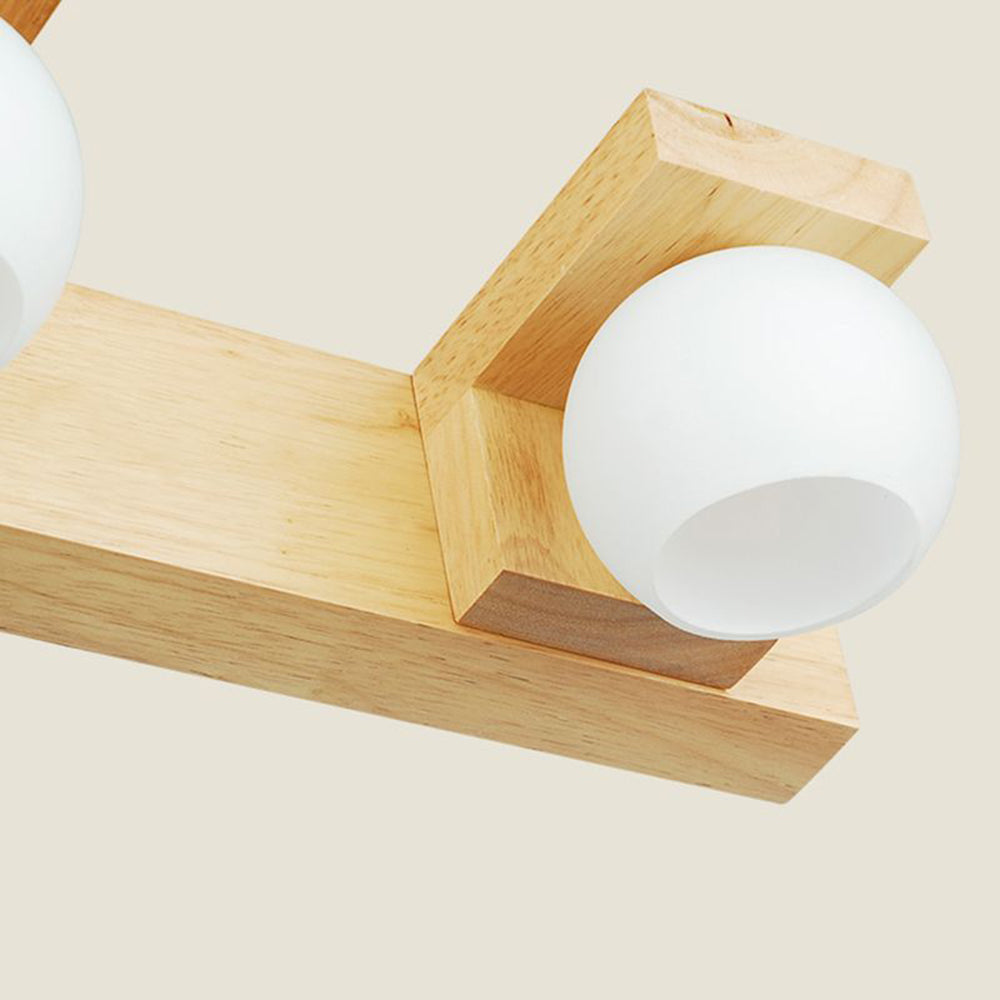 Rectangular Wall Lamp with Wooden & Glass Elegance