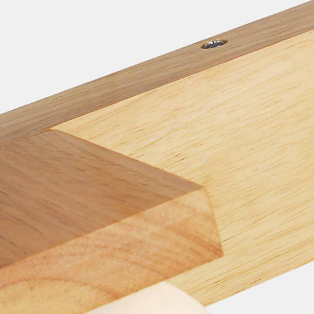 Rectangular Wall Lamp with Wooden & Glass Elegance