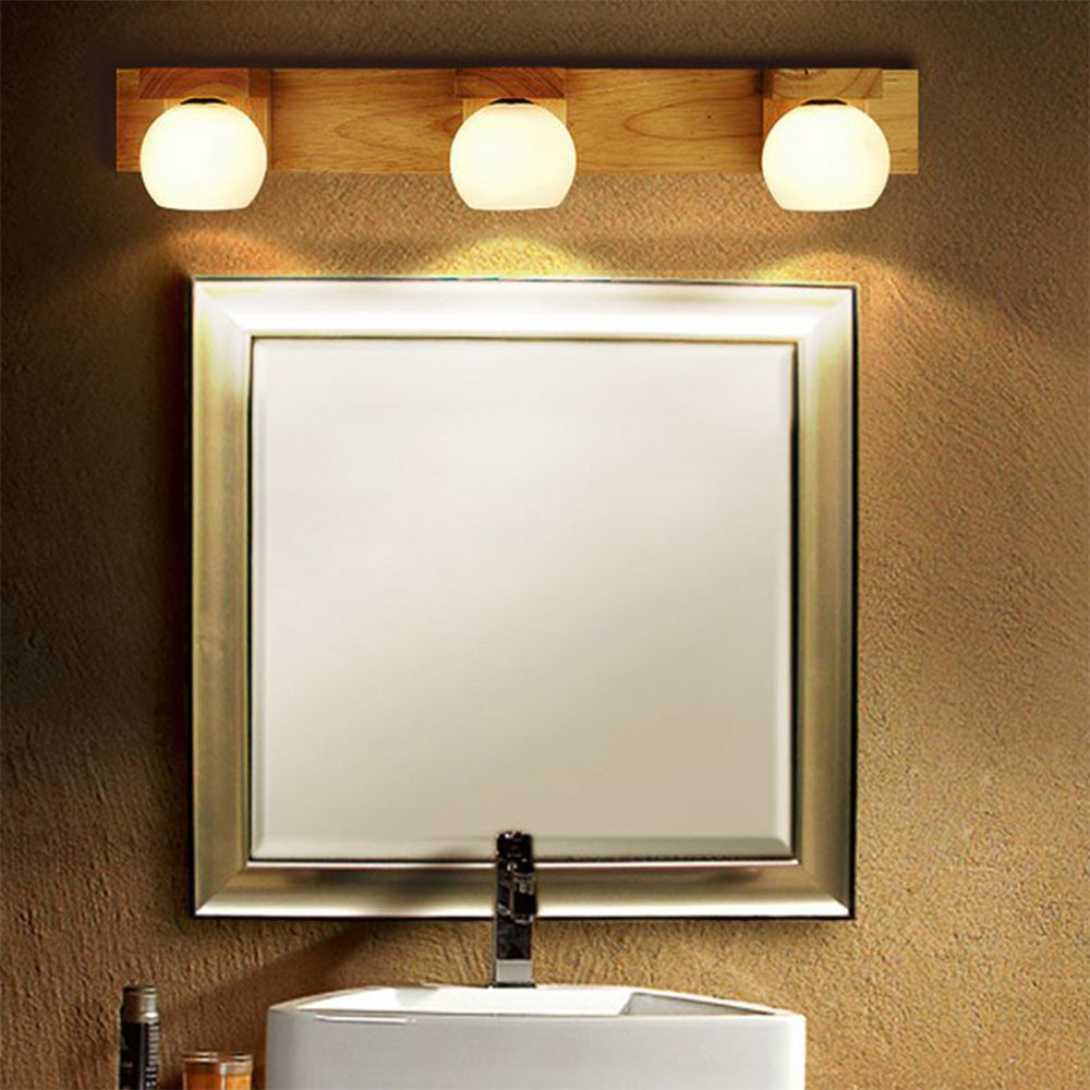 Rectangular Wall Lamp with Wooden & Glass Elegance