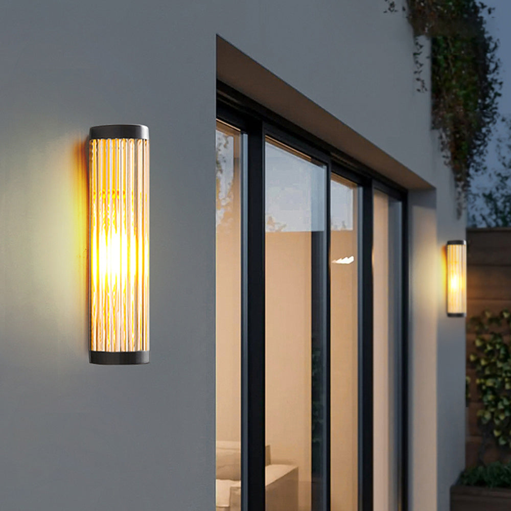 Semi-Cylindrical Modern Outdoor Wall Lamp with Glass and Metal