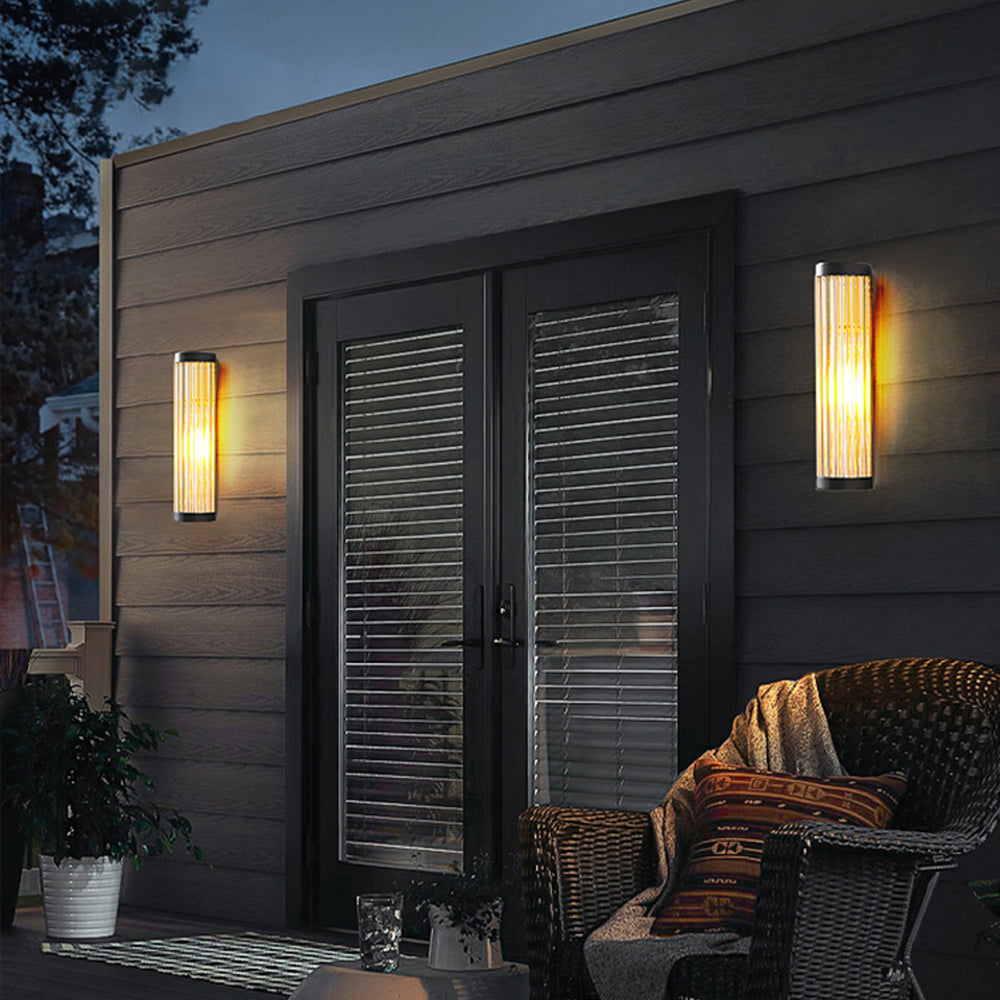 Semi-Cylindrical Modern Outdoor Wall Lamp with Glass and Metal