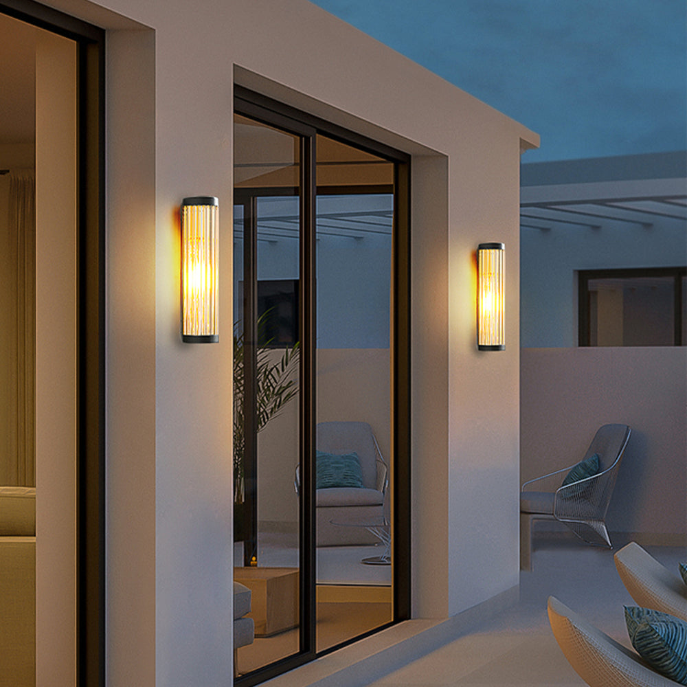 Semi-Cylindrical Modern Outdoor Wall Lamp with Glass and Metal