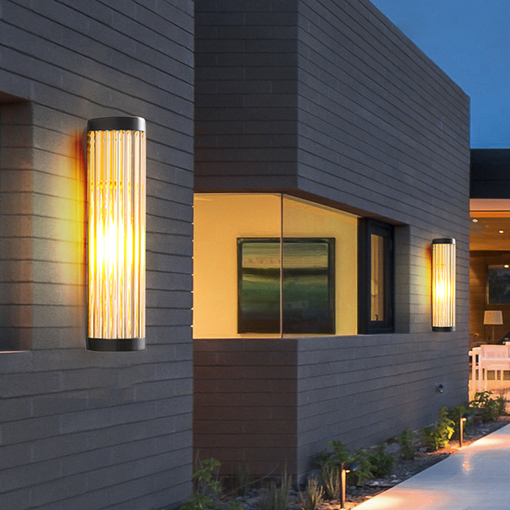 Semi-Cylindrical Modern Outdoor Wall Lamp with Glass and Metal