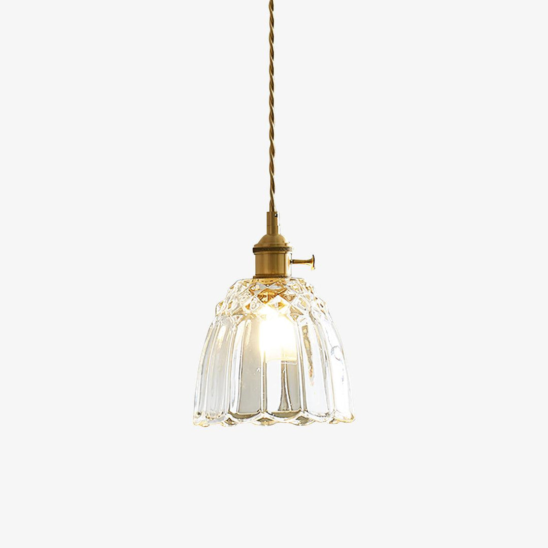 Vintage Brass Pendant Light with Clear Shade