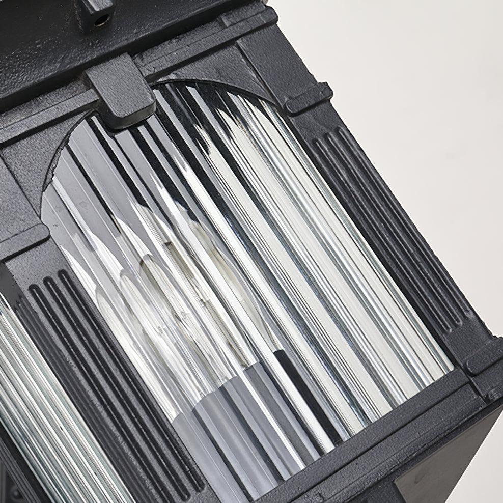 Vintage Style Outdoor Wall Lantern with Black Metal Frame and Glass Panels