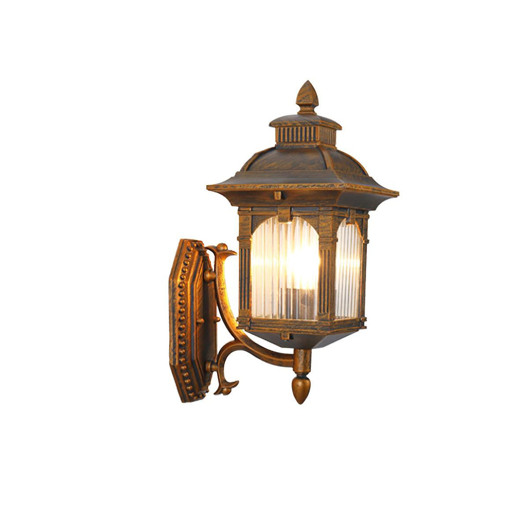 Vintage Style Outdoor Wall Lantern with Black Metal Frame and Glass Panels