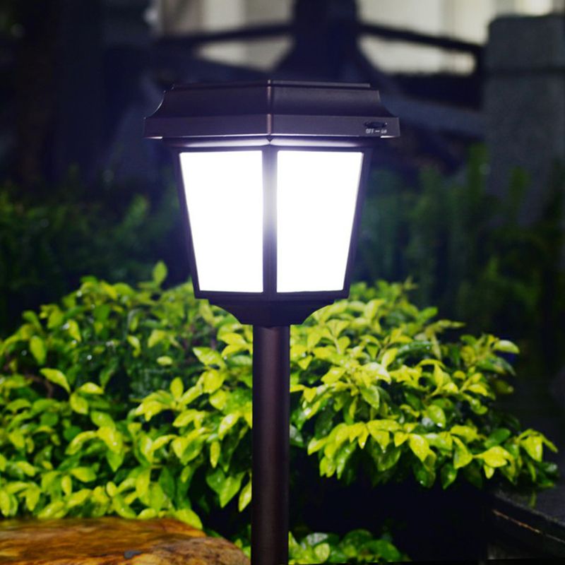 Vintage Solar Outdoor Bollard Light with Metal and Glass Design