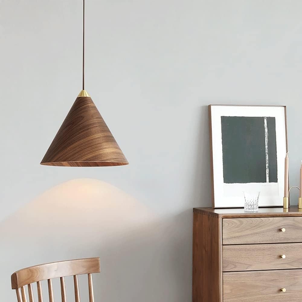 Walnut Minimalist Pendant Light & Adjustable Design