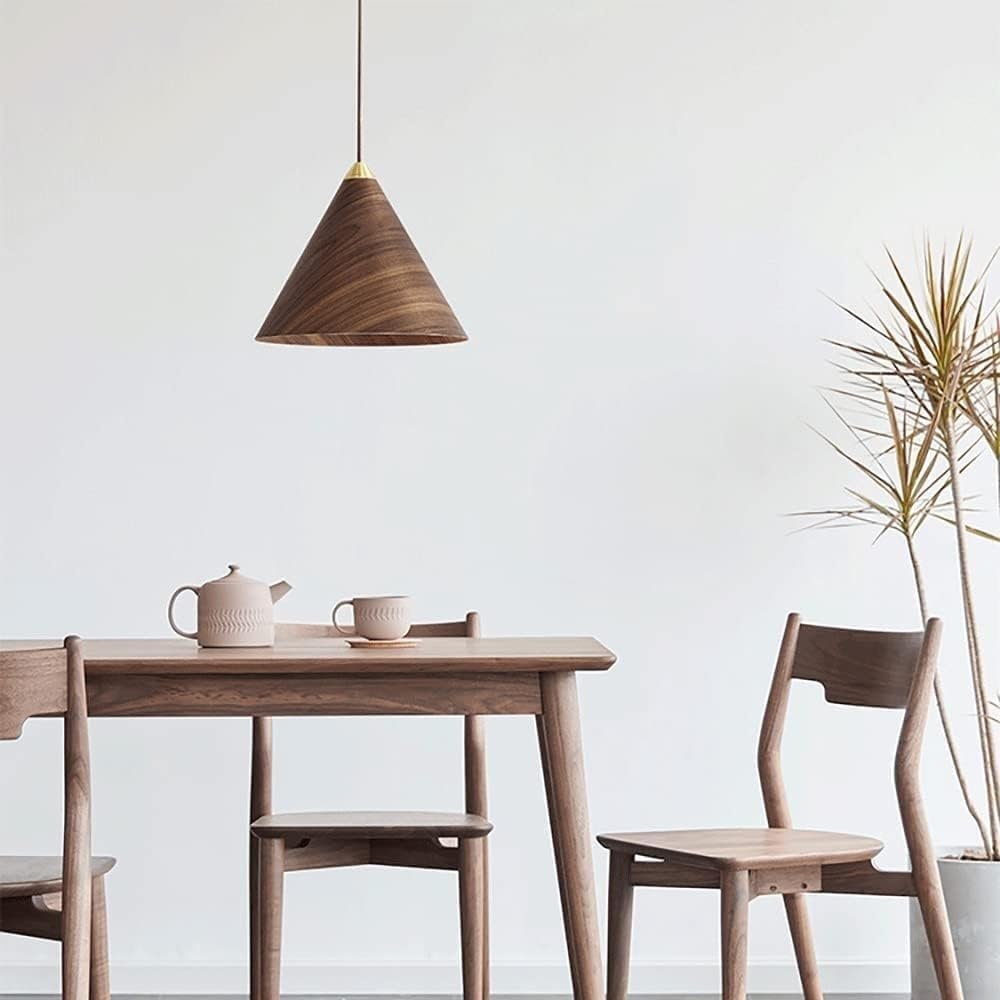 Walnut Minimalist Pendant Light & Adjustable Design
