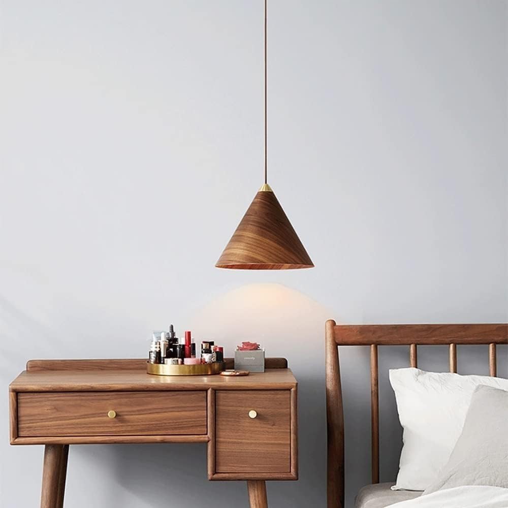 Walnut Minimalist Pendant Light & Adjustable Design