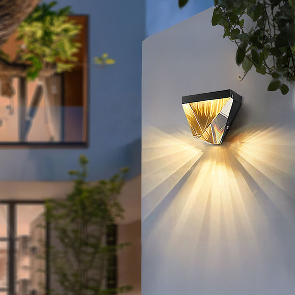 Waterproof Diamond-Shaped Crystal LED Outdoor Wall Lamp – Black or Gold
