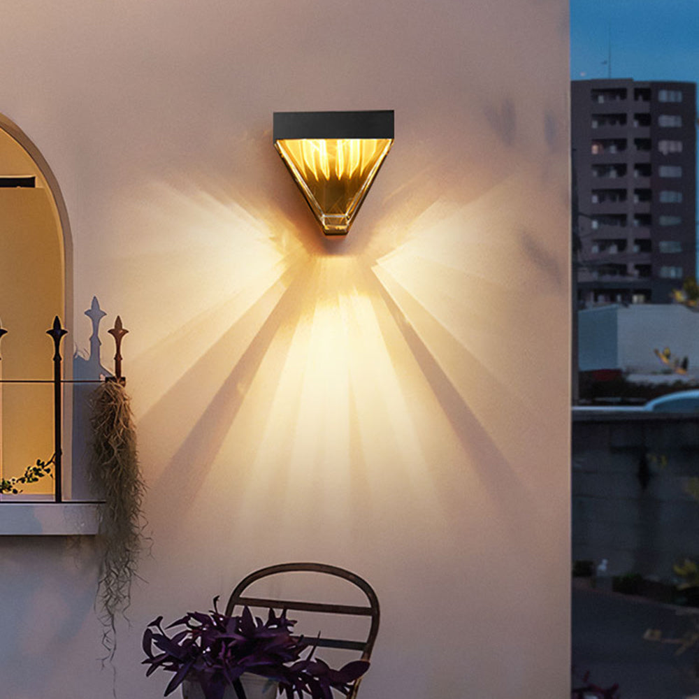 Waterproof Diamond-Shaped Crystal LED Outdoor Wall Lamp – Black or Gold