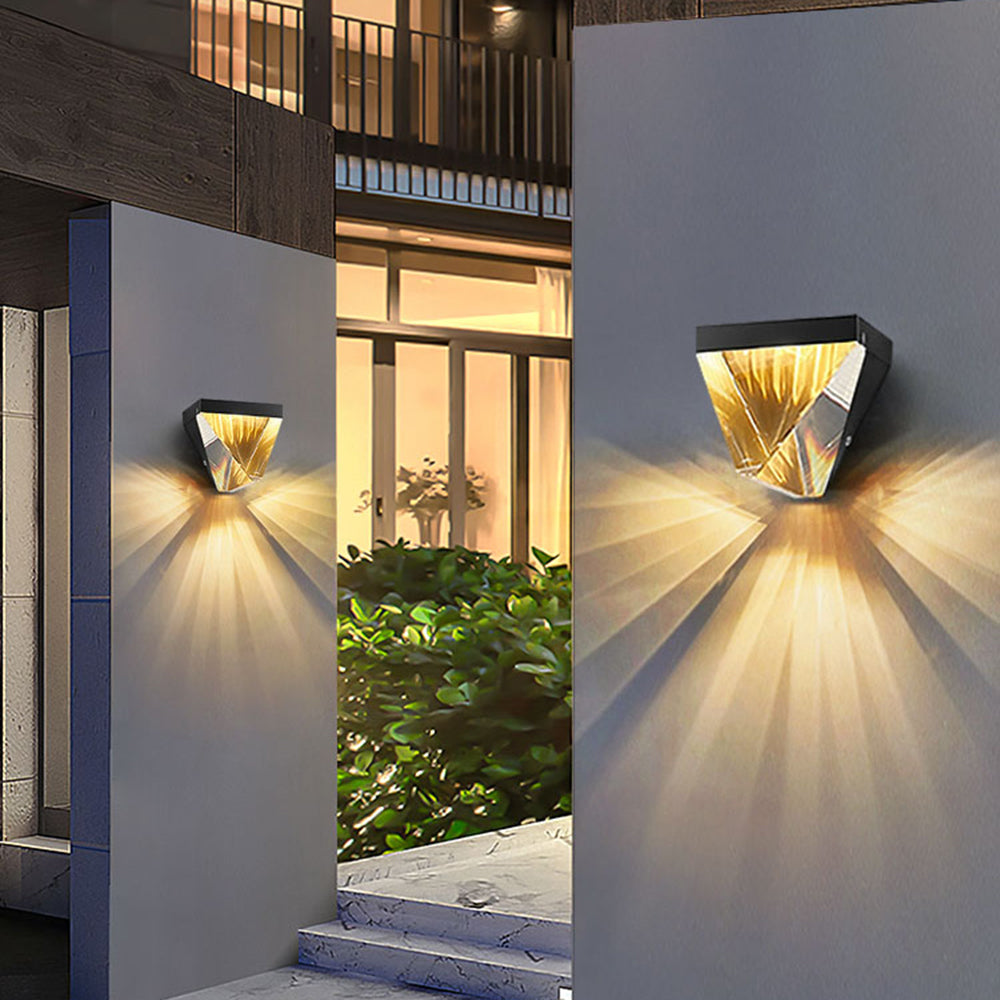 Waterproof Diamond-Shaped Crystal LED Outdoor Wall Lamp – Black or Gold