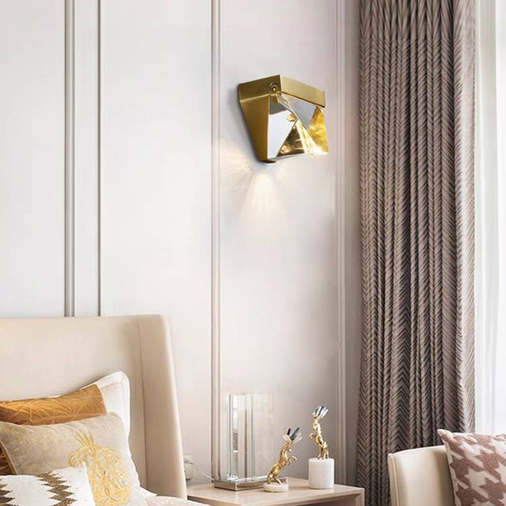 Waterproof Diamond-Shaped Crystal LED Outdoor Wall Lamp – Black or Gold