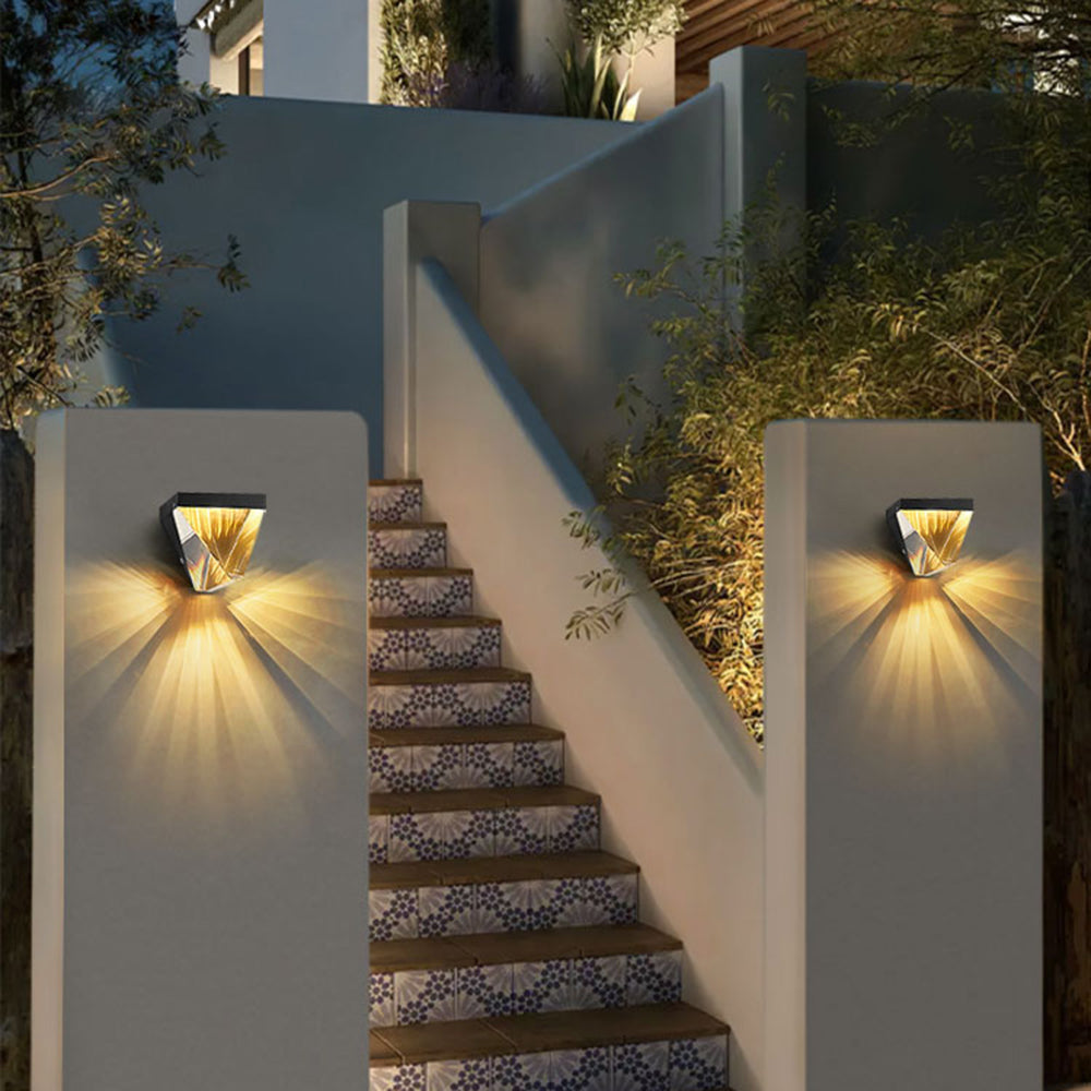 Waterproof Diamond-Shaped Crystal LED Outdoor Wall Lamp – Black or Gold