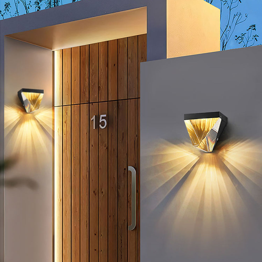 Waterproof Diamond-Shaped Crystal LED Outdoor Wall Lamp – Black or Gold