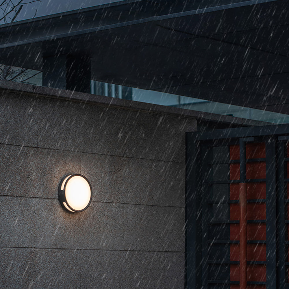 Waterproof Round Black LED Outdoor Wall Lamp – Modern and Minimalist Design